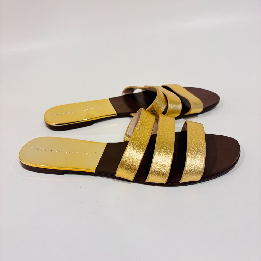 ZARA Brown &‎ gold flat sandals